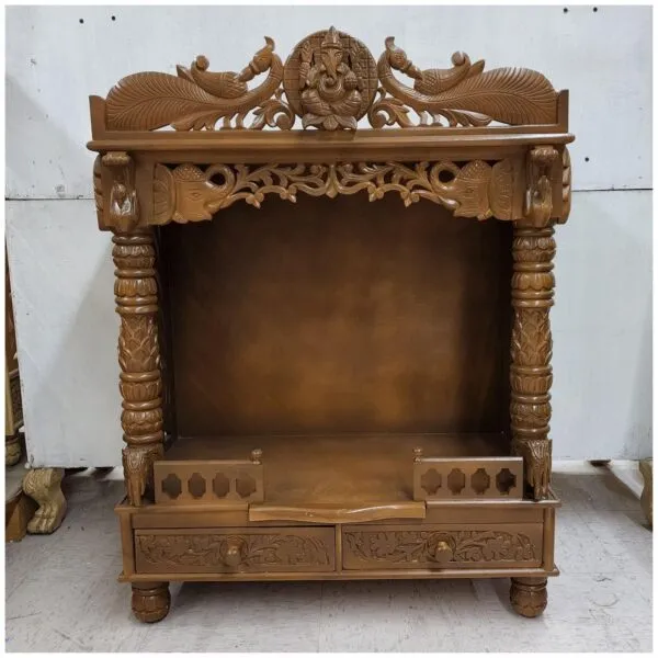 Wooden Mandir for Home – Handcrafted Teak Wood Pooja Temple by Shalvika Living
