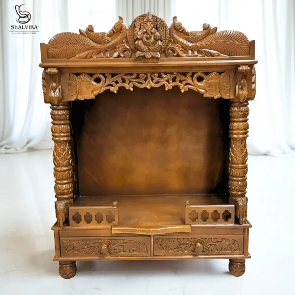 Wooden Mandir for Home – Handcrafted Teak Wood Pooja Temple by Shalvika Living
