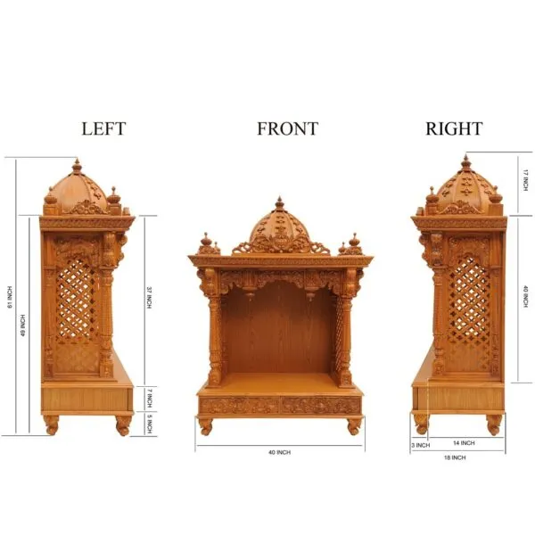 Wooden Pooja Mandir Design – Handcrafted Teak Finish Temple by Shalvika Living