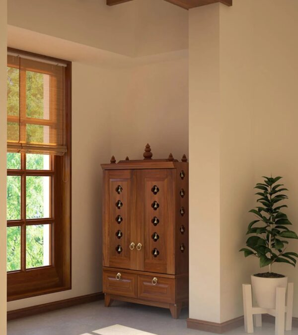 Wooden Pooja Mandir for Home with Doors