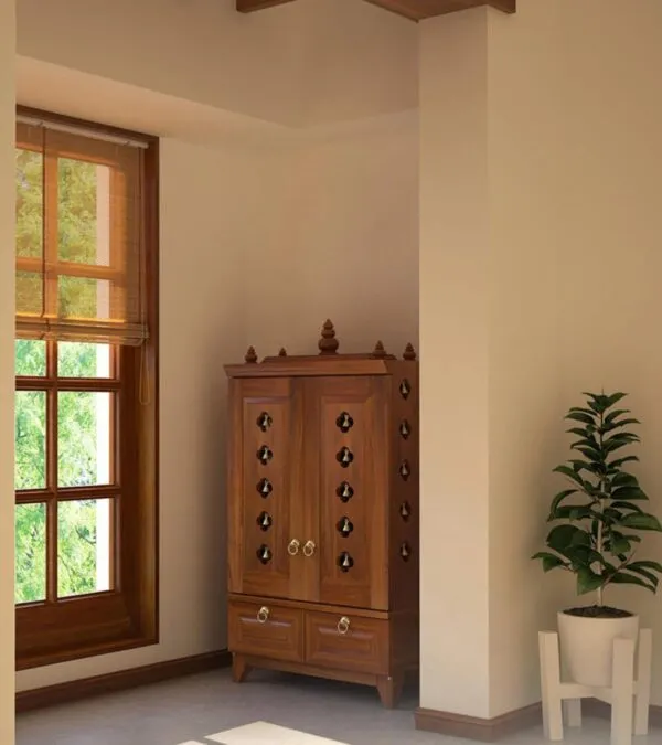 Wooden Pooja Mandir for Home with Doors