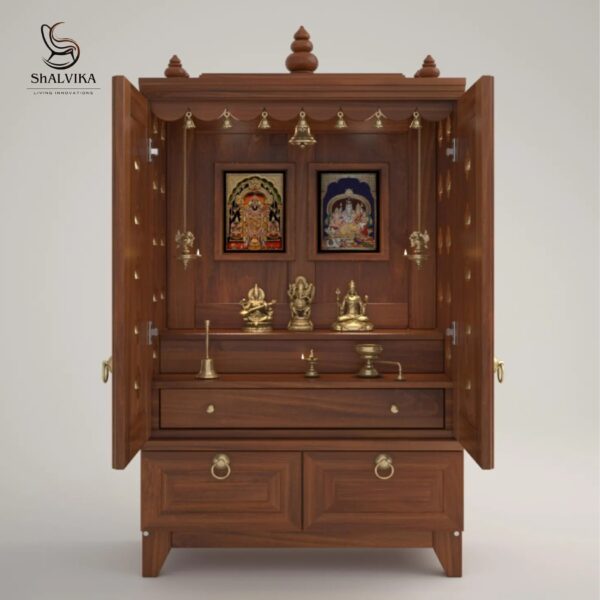 Wooden Pooja Mandir for Home with Doors