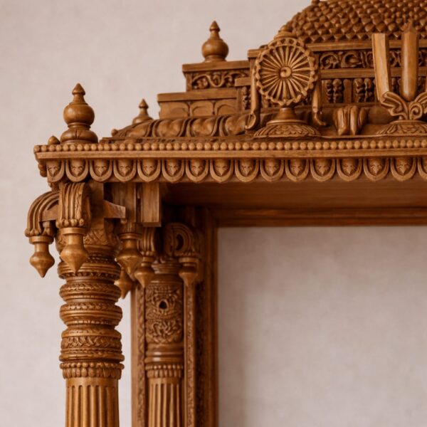 Wooden Pooja Mandir with Gopuram for South Indian Home