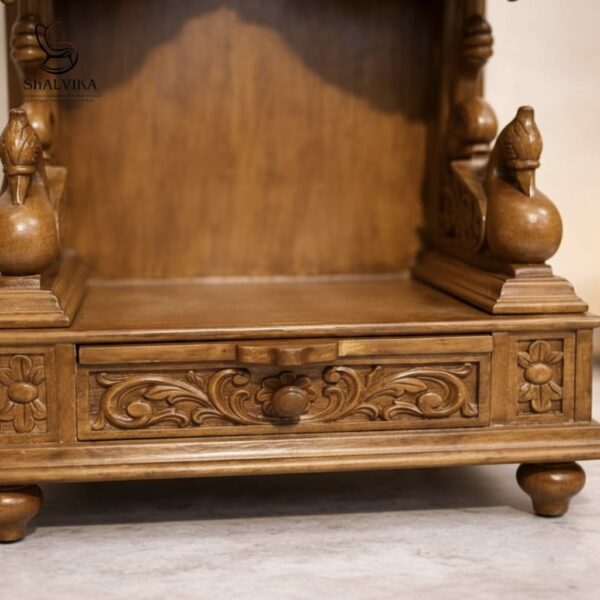 Wooden Small Temple Design for Puja Room by Shalvika Living