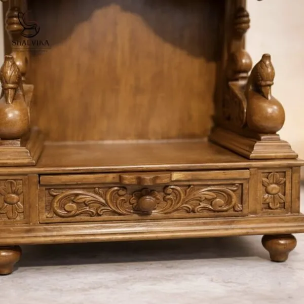 Wooden Small Temple Design for Puja Room by Shalvika Living