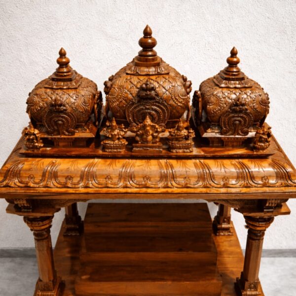 Wooden South Indian Mandir Design for Home