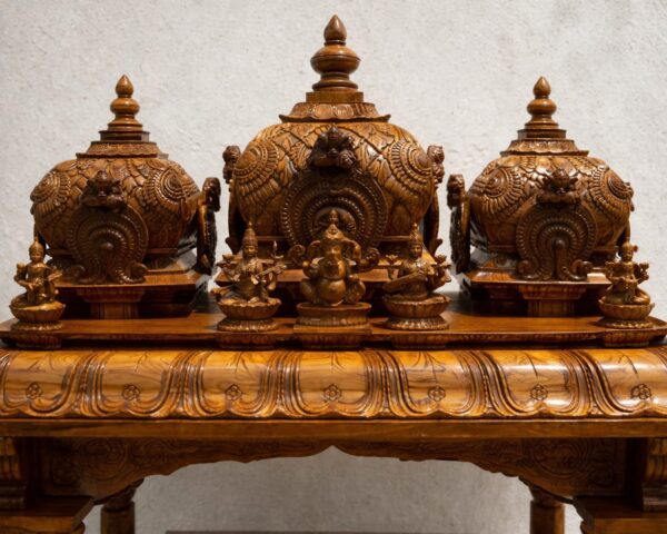 Wooden South Indian Mandir Design for Home
