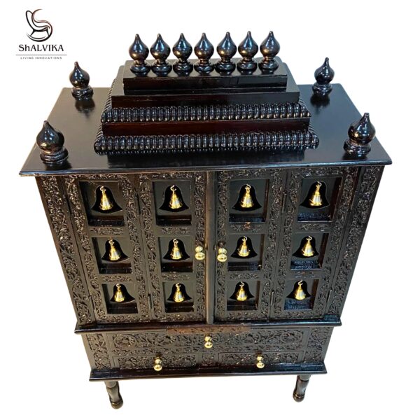 Wooden Temple Design For Home with Bells Door
