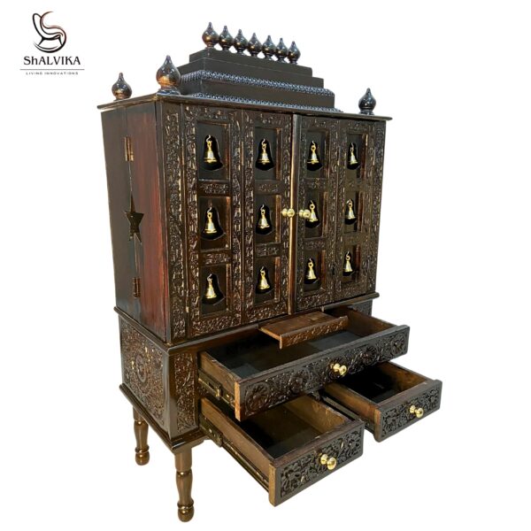 Wooden Temple Design For Home with Bells Door