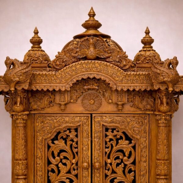 Wooden Temple for Home Design with Door By Shalvika Living Innovations