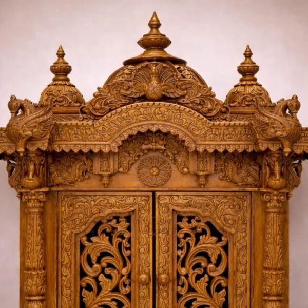 Wooden Temple for Home Design with Door By Shalvika Living Innovations